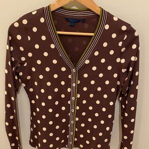 NWOT Boden brown,cream,olive polka dot shirt